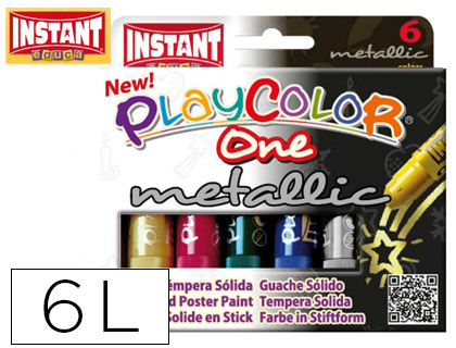 Témpera sólida Playcolor escolar 6 barras 10g. colores metálicossurtidos